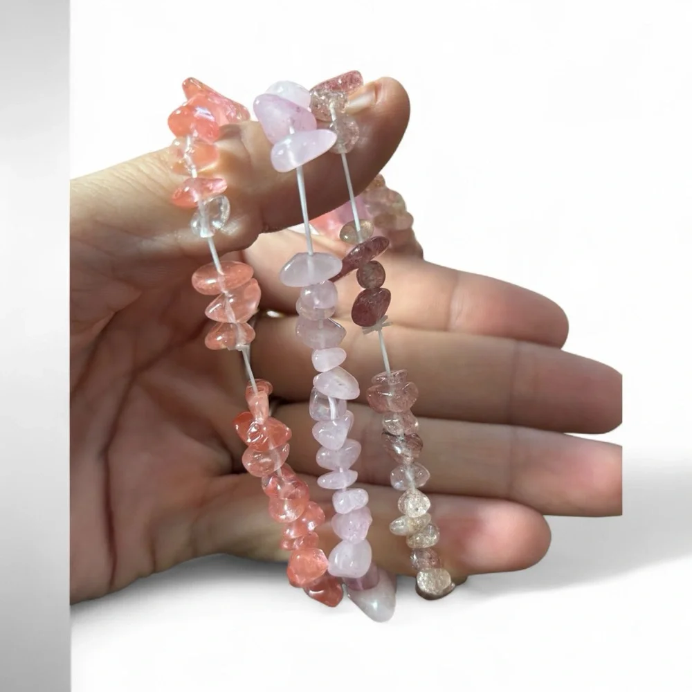 Boho Elegant Pink Stone Beaded Bracelet